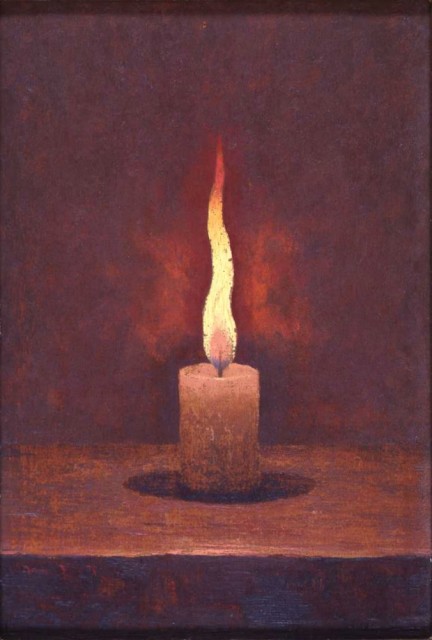 「蝋燭」（ろうそく） 大正期、油彩・板、22.7×15.6cm