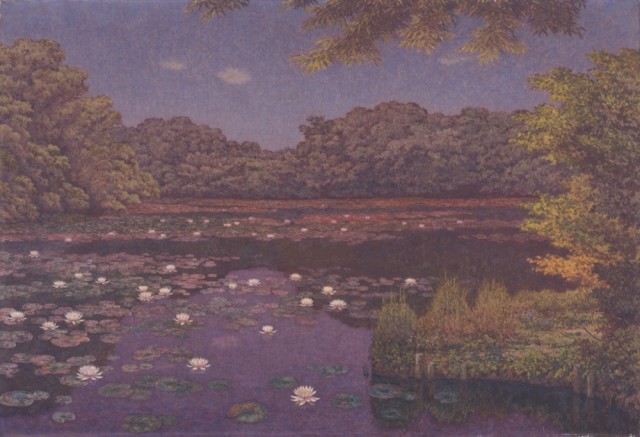 「すいれんの池」　高島野十郎 昭和24年(1948)、油彩・画布、89.0×129.9cm