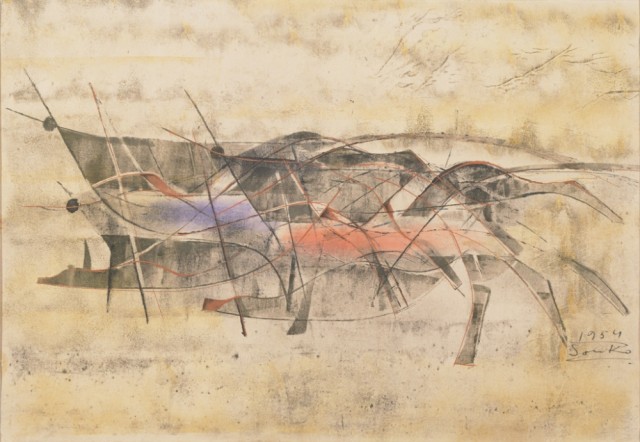井上三綱「駆ける」1955年、水彩(混合技法)・紙、福岡県立美術館蔵